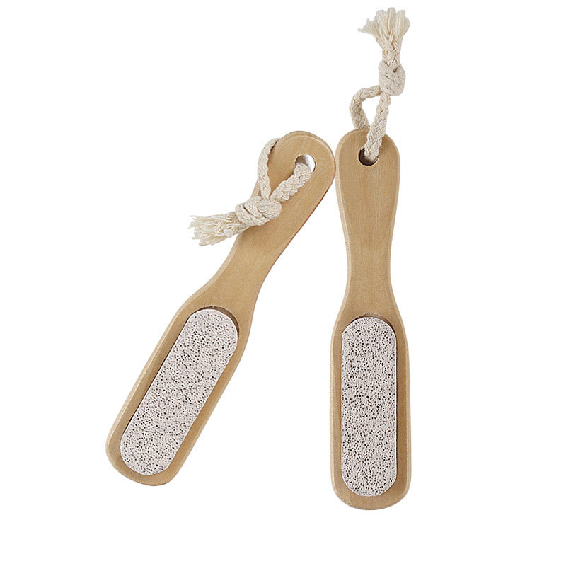 Foot pumice stone brush with wooden handle