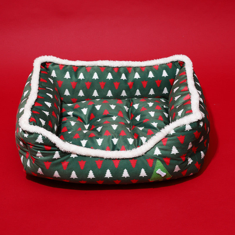 Dog or Cat Christmas Sofa Dog Beds also a Waterproof Bottom is available as an addition. Soft Pure Cotton Warm Bed For Dog Xmas Soft Pet Bed Cat with Removable Winter insert.