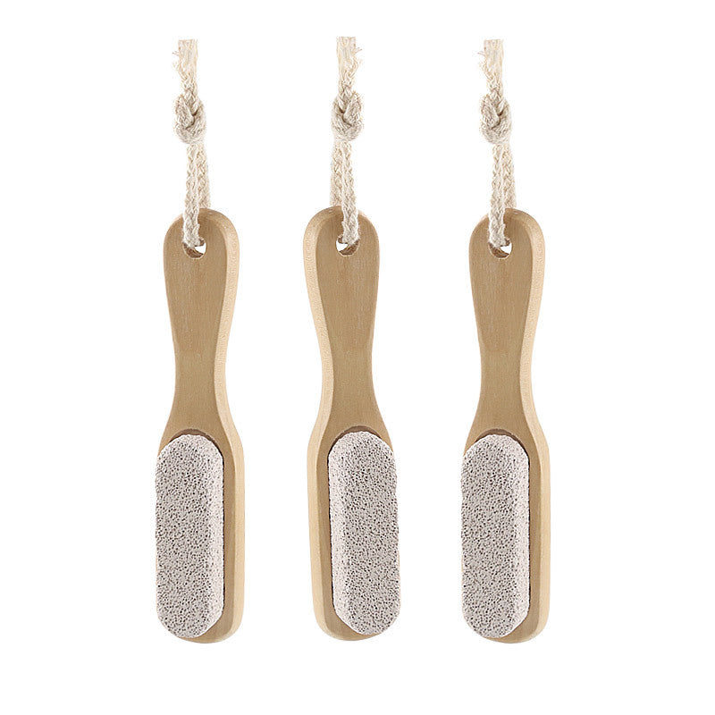 Foot pumice stone brush with wooden handle