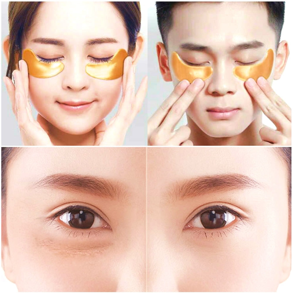 2Pcs=1Pair 24K Gold Crystal Collagen Eye Mask Eye Patches For Eye Care Dark Circles Remove Anti-Aging Wrinkle Skin Care TSLM2