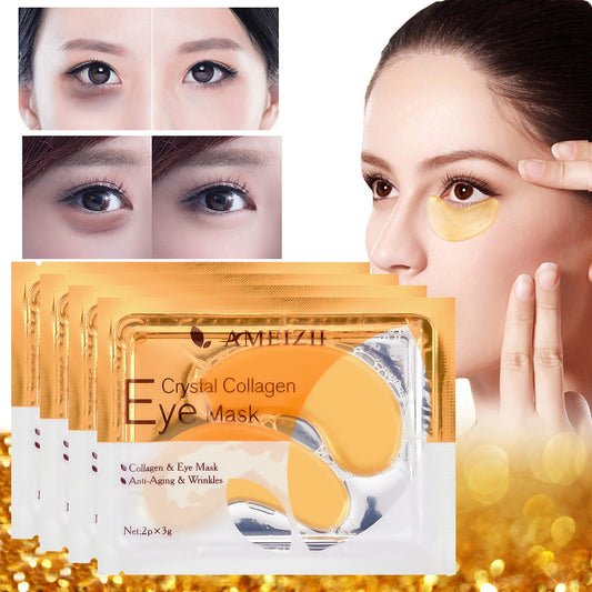 2Pcs=1Pair 24K Gold Crystal Collagen Eye Mask Eye Patches For Eye Care Dark Circles Remove Anti-Aging Wrinkle Skin Care TSLM2