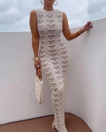 Women's Sleeveless Knitted Slim-fit Sheath Dress