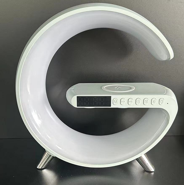 New Intelligent G Shaped LED Lamp Bluetooth Speaker Wireless Charger Atmosphere Lamp with App Control For Bedroom Home Decor